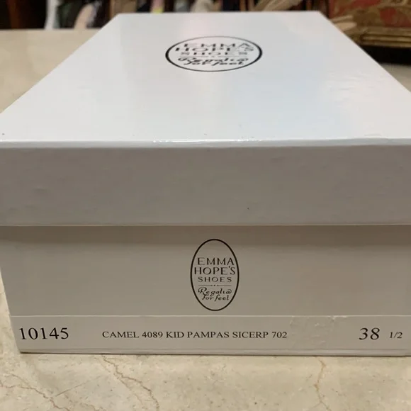 LIKE NEW EMMA HOPE REGALIA FOR FEET CAMEL LEATHER SLINGBACKS ROWS OF PETALS 8.5 - Picture 12 of 12